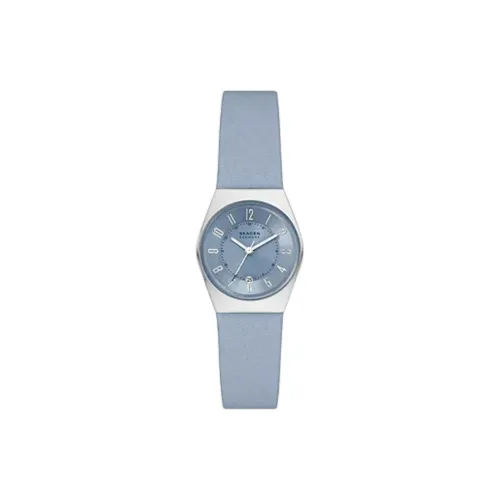 SKAGEN Grenen Lille Collection Наручные часы Кварцевый механизм Кожаный ремешок 26 мм Синий циферблат Женские часы