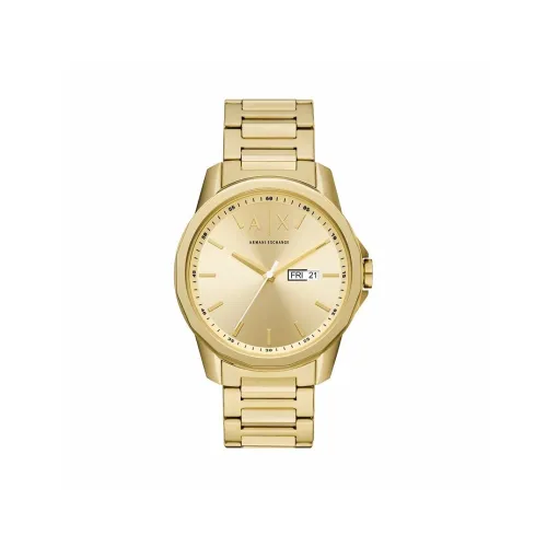 EMPORIO ARMANI Мужские часы Кварцевый механизм Ремешок из нержавеющей стали 44 мм Золотистый циферблат