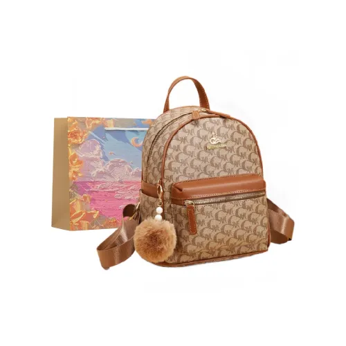 BRINCH ПВХ Портативный Рюкзак на одно плечо Женский Коричневый Экрю