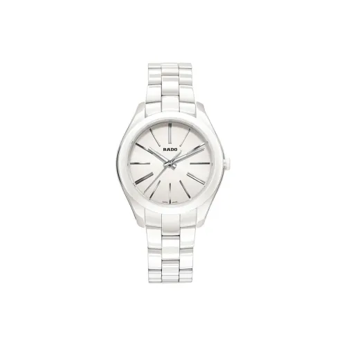 RADO Glam Slam Collection Кварцевый механизм Женские часы 36 мм Белый циферблат Керамические корпуса Керамический ремешок