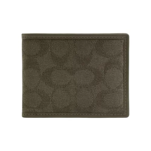 COACH Billfold Wallet Холст Жаккард Телячья кожа Держатель для карт Держатель для карт Мини Мужской Армейский зеленый