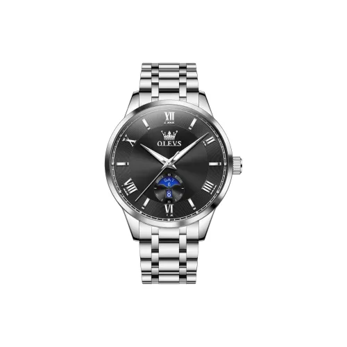 OLEVS Кварцевый механизм Мужские часы 42 мм Черный