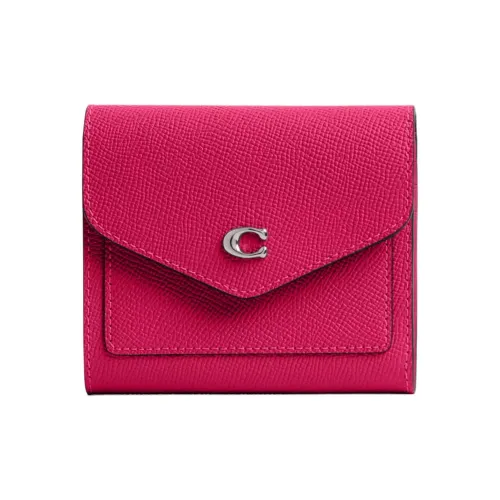 COACH Wyn Крестообразная текстура Кожа Кошелек Маленький Женские Питайя