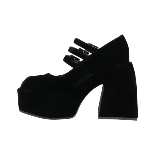 NODALETO PUMPS Квадратный каблук Туфли Мэри Джейн Женские Черные