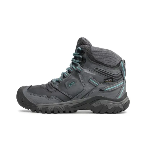 KEEN Ridge Fle Slip Resistant Abrasion Resistant Waterproof High Top Streetwear Women's Gray KEEN Ridge Fle противоскользящий устойчивый к истиранию водонепроницаемый высокий топ уличная обувь женский серый