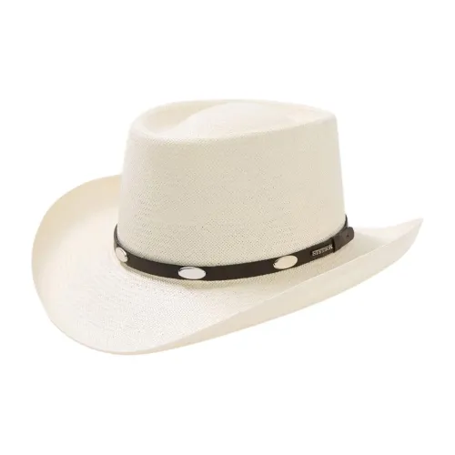 STETSON Straw Natural Leather Leather UV Protection Hats Unisex Ecru STETSON Солома Натуральная кожа Кожа с защитой от солнца Унисекс Экрю