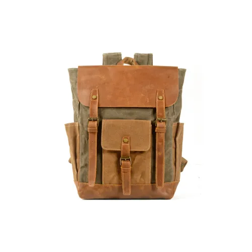 TTaG．baG Top Grain Cow Leather Waterproof Oil Wax Canvas Backpack Regular Men's Multicolor ТТaG．baG Топ-зернистая коровья кожа водонепроницаемый масляный воск холст рюкзак стандартный мужской многоцветный