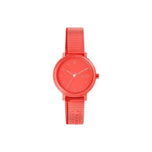 SKAGEN Наручные часы Кварцевый механизм Пластиковый ремешок из ПК 36 мм красный циферблат женские часы