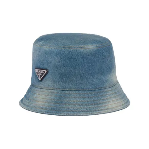 PRADA Мужские хлопковые панамы светло-синие