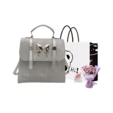 Серебряный + Эксклюзивная сумка для покупок + Поздравительная открытка + Сухой цветочный дизайн