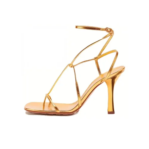 Bottega Veneta Линия Стильные Сандалии Женские Золотые