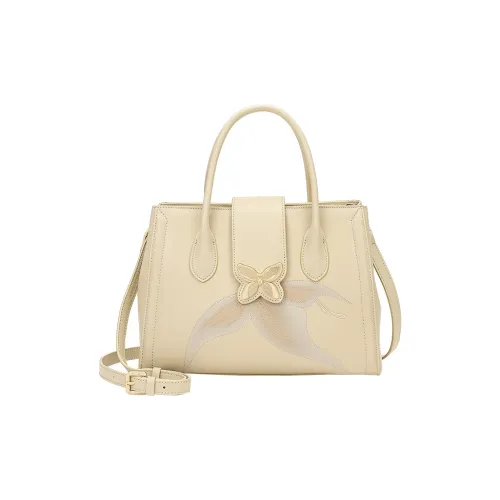 Ancient Yi Xi Коровья кожа Killer Сумка Mom Сумка Одно плечо Сумка Женская Абрикос Белый