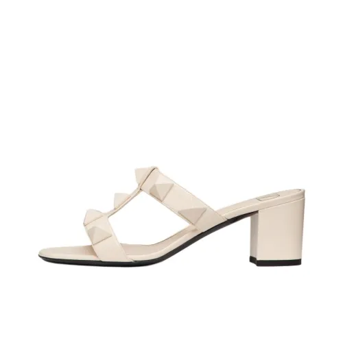 Valentino Roman Stud Слипоны 6 см Женские Бежевый