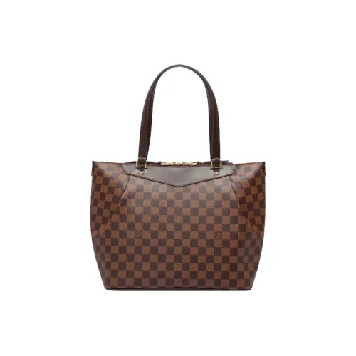 LOUIS VUITTON Damier Холст Сумка через плечо Большая Женская Кожа Коричневый