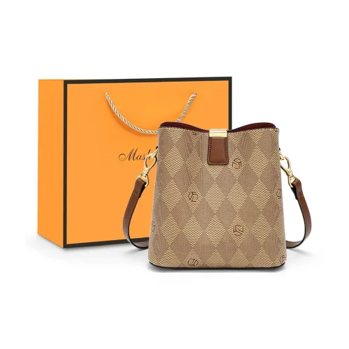 MashaLanti ПВХ Ведрообразные Сумки Сумки через плечо Сумка на плечо Средняя Женская Кофейная