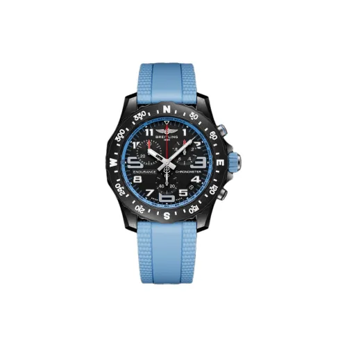 Breitling Кварцевый механизм Унисекс Часы 44 мм Черный циферблат Breitlight® Корпус Резиновый ремешок