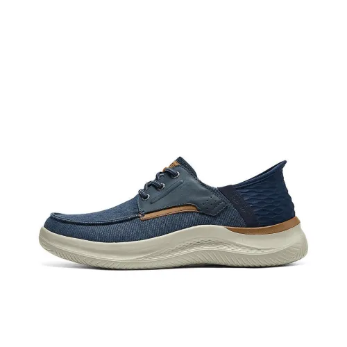 Skechers Slip Ins Дышащий Низкий Топ Casual Мужской Синий