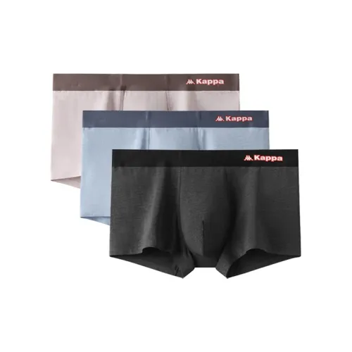 KAPPA 3 упаковки: средний синий + светлый коричневый + бургунди черный мужские боксер-шорты