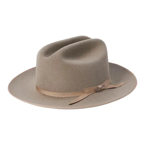 STETSON Satin Leather Faux Fur Felt Hats Caps Unisex Beige