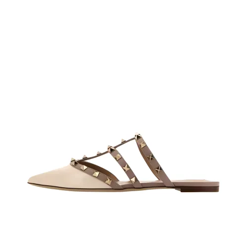 Valentino Rockstud Домашние тапочки Женские Бежевый Коричневый