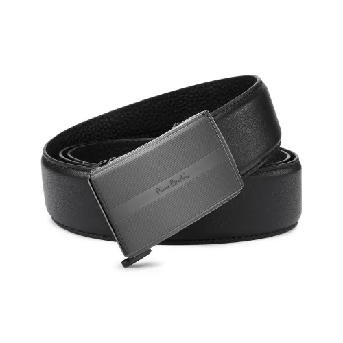 PIERRE CARDIN Ремень из коровьей кожи минималистский стиль полосы автоматическая застежка мужской черный 3,45 см