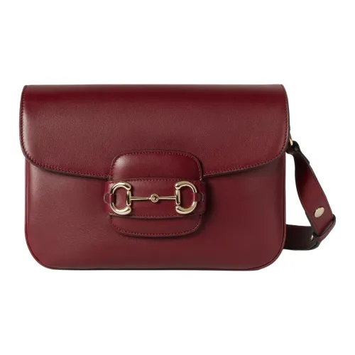 GUCCI Horsebit 1955 Мягкая кожа Сумка через плечо Сумка на плечо Женская Анкора Красный