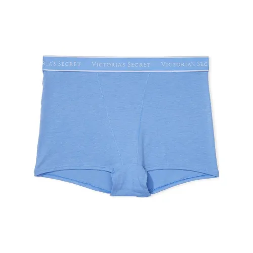 Victoria's Secret Хлопок Логотип Хлопок Высокая Талия Бойшорт Пантика Синий Боннет Нижнее белье Женское 1 Пачка Синий