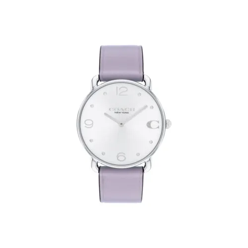 COACH Наручные часы Кварцевый механизм Кожаный ремешок 36 мм Белый циферблат Унисекс