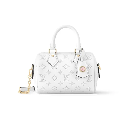 LOUIS VUITTON Speedy Гладкая Телячья Кожа Сумка через плечо Сумка Женская Белая