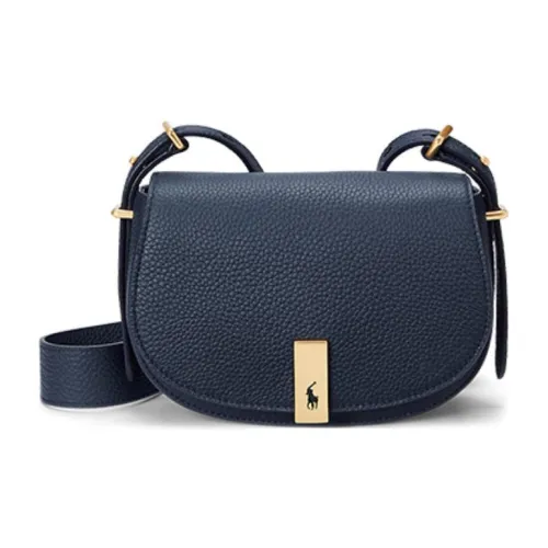 Polo Ralph Lauren Polo ID GRAIN LEATHER Седло Сумка Сумка через плечо Мини Женская Темно-синяя