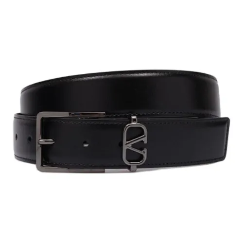 Valentino Значок Детали Шпилька Кожа Металл Кожаные ремни Мужской Черный Ширина 3,5 см
