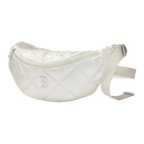 Mlb Base Logo Полиуретан Через плечо Бананка Стандартный Унисекс Кремовый