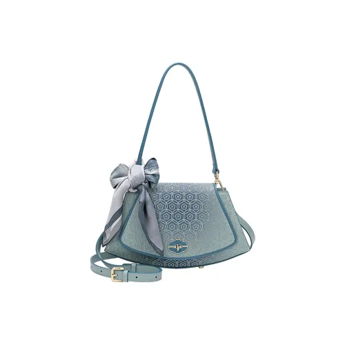 Ancient Yi Xi Коровья кожа Подмышечный Сумка на плечо Женская Бирюзовая