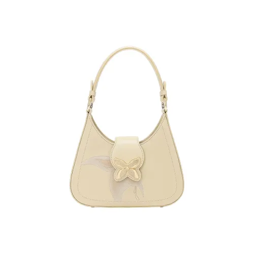 Ancient Yi Xi Коровья кожа Премиум Подмышечный Сумка на плечо Через плечо Сумка Средний Женские Абрикосовый Белый