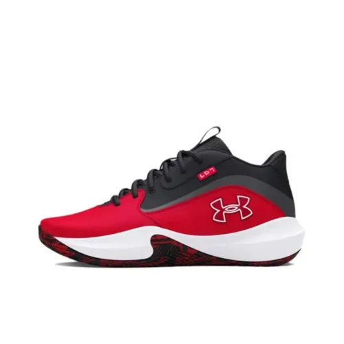 Under Armour Lockdown 7 Slip-Resistant Abrasion-Resistant Low-Top Баскетбольные Кроссовки Унисекс Красный Черный