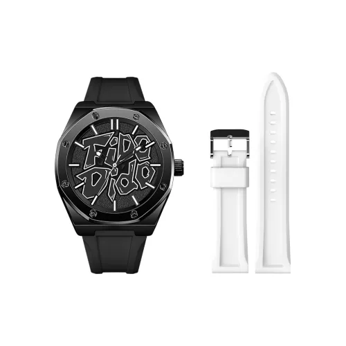 FIDO DIDO Кварцевый механизм силиконовый ремешок унисекс черный циферблат