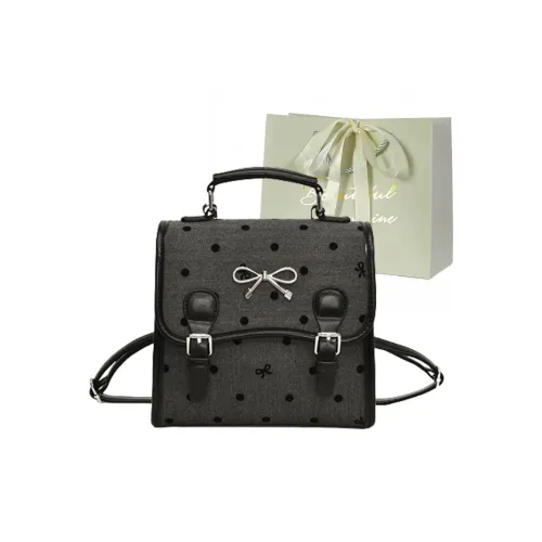 JIANGLIDA ПУ (полиуретан) Рюкзак Обычный Женский Черный Бабочка Black Heart Серое Сердце