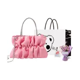 Розовый + Эксклюзивная сумка для покупок + Поздравительная открытка + Сушеный цветочный дизайн