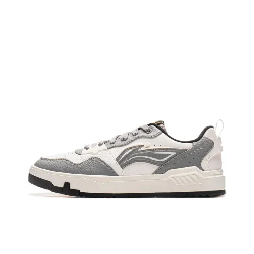 LiNing Yuan Chu Slip-resistant Амортизация Устойчивость к износу Дышащий Низкий Топ Скейтборд Кроссовки Мужские Белый Серый