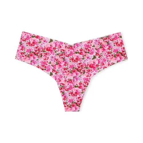 Victoria's Secret No Show Стринг Panty Delicate Фиолетовый Осенний Ditsy Нижнее белье Женские 1 Пачка Розовый