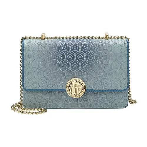 Ancient Yi Xi Коровья кожа Нишевая вышивка Цепочка Через плечо Коммутирование Сумка на плечо Женская Бирюзовая