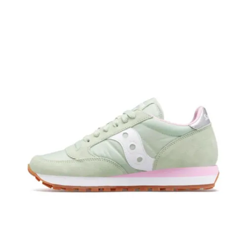 Saucony Jazz Original Slip Resistant Abrasion Resistant Низкий Топ Повседневные Беговые кроссовки Женские Зеленый Розовый Белый