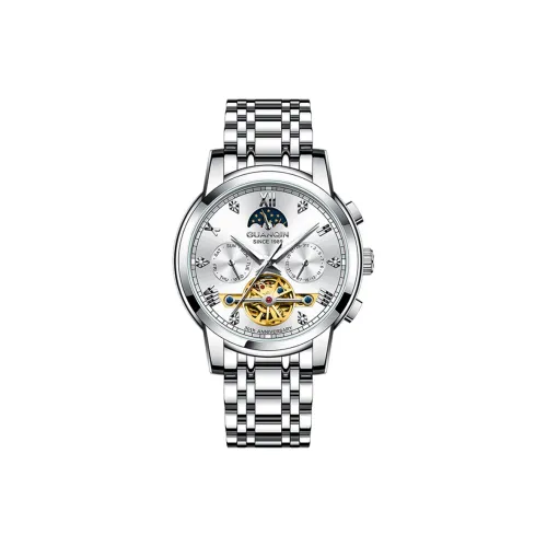 GUANQIN GJ16352 Механический механизм ремешок из нержавеющей стали мужские часы серебристый циферблат