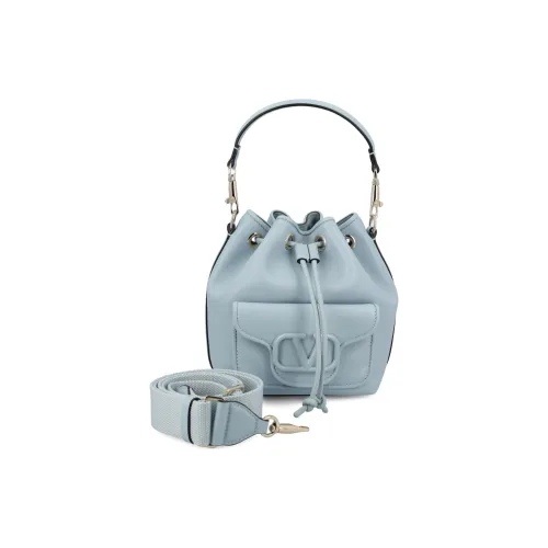 Valentino Locò Телячья кожа Ведрообразная сумка Сумка через плечо Сумка для женщин Светло-синий