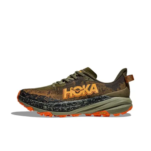 HOKA ONE ONE SPEEDGOAT 6 Беговые кроссовки Низкий Топ Оливковый/Тыква Желтый Мужской
