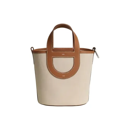 HERMES In The Loop Canvas Swift Телячья кожа Корзинка-сумка Свиной нос Сумка-ведро Сумка Женская Светлый бежевый