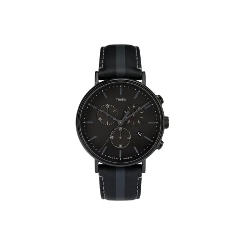 TIMEX Fairfield Collection Мужские часы Кварцевый механизм Кожаный ремешок 41 мм Черный циферблат
