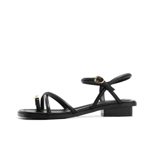 Old Meow Квадратный носок грубый каблук One ремешок сандалии 3 см женские