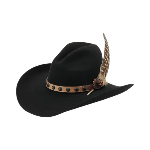 STETSON Buffalo Felt Natural Leather Leather Hats Caps Unisex Black STETSON Буффало Фетр Натуральная Кожа Кожа Шапки и Кепки Унисекс Черный