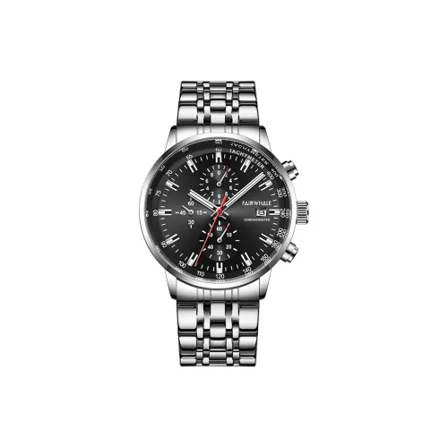 FAIRWHALE Кварцевый механизм металлический ремешок мужские часы черный циферблат